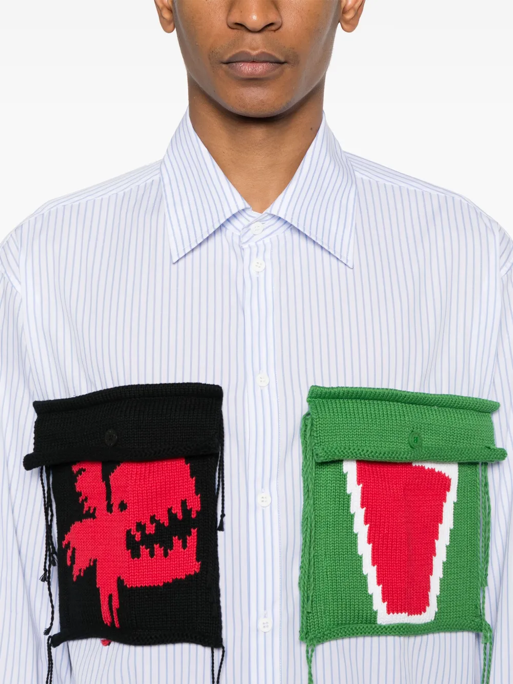 Charles Jeffrey Loverboy Gebreid overhemd met opgestikte zakken Blauw
