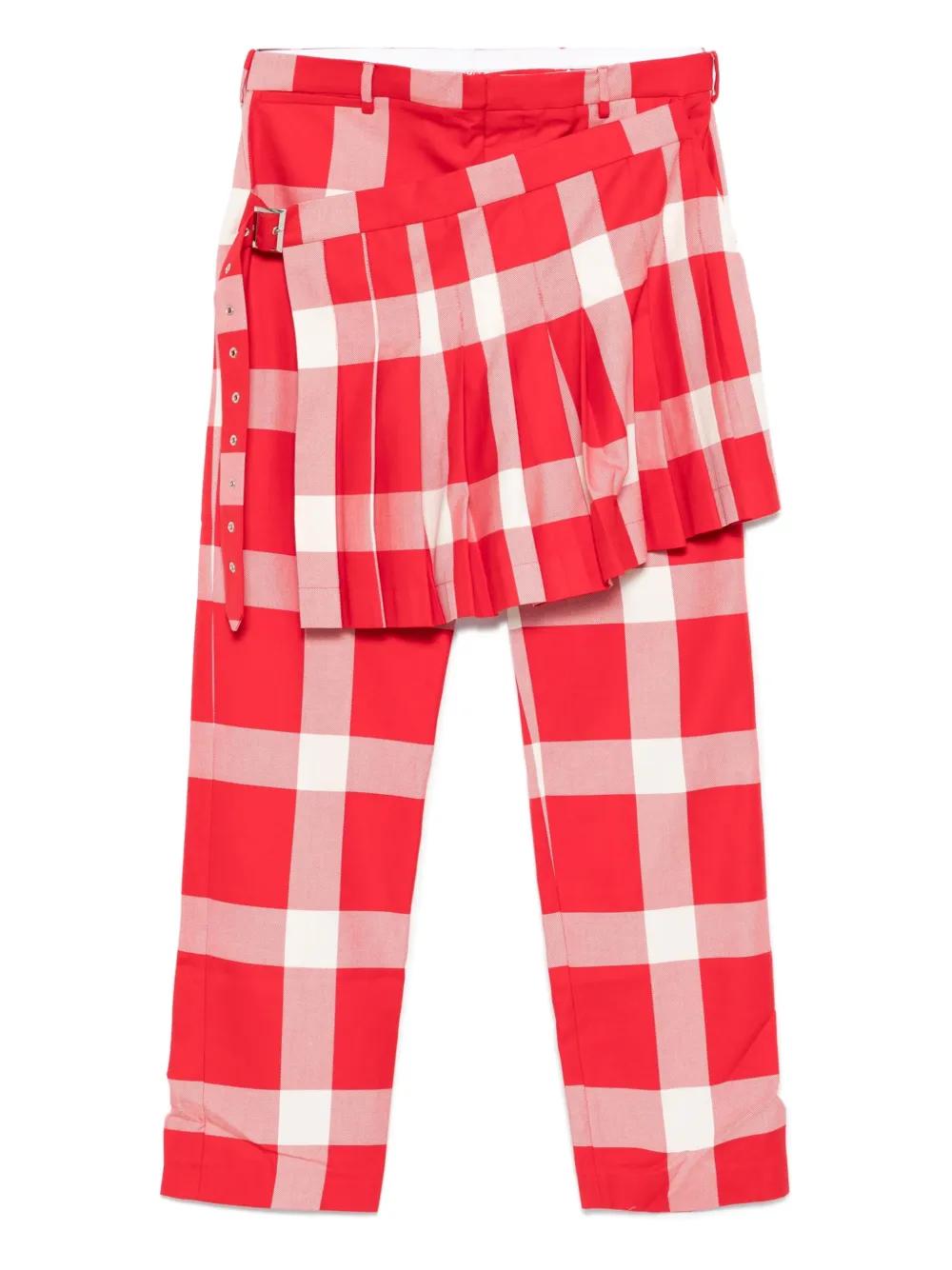 Charles Jeffrey Loverboy pleated-panel checked trousers | Red | Image 1