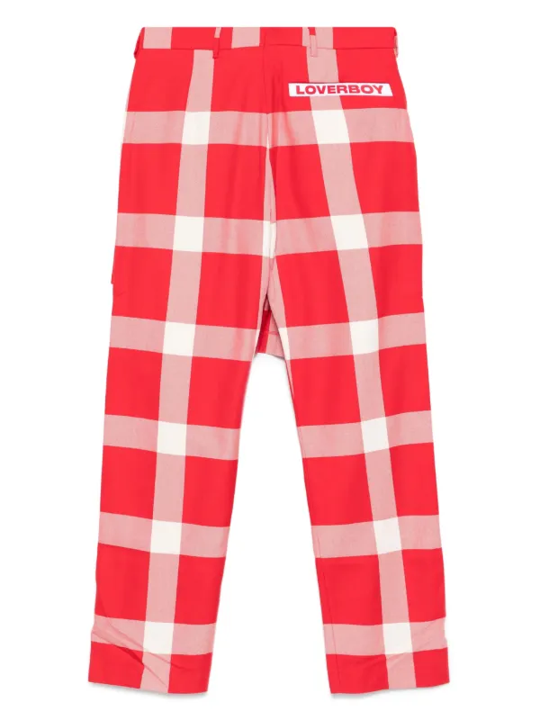 三連休限定価格　Charles Jeffery Loverboy パンツ　30 Charles Jeffrey Loverboy チェック ストレートパンツ | ブルー