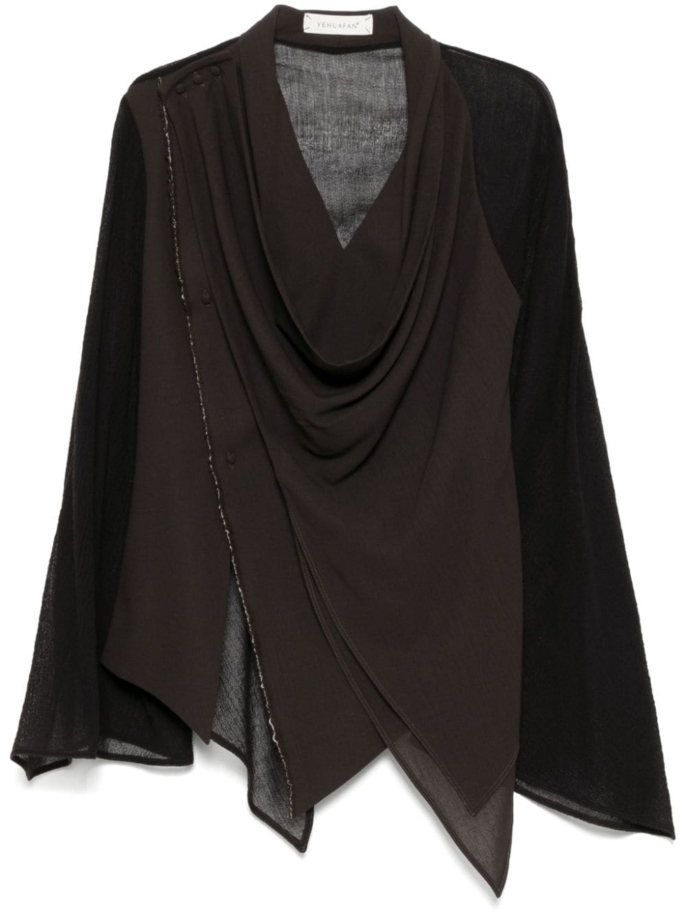 Shop Yehuafan Panel Detailing Top In Brown