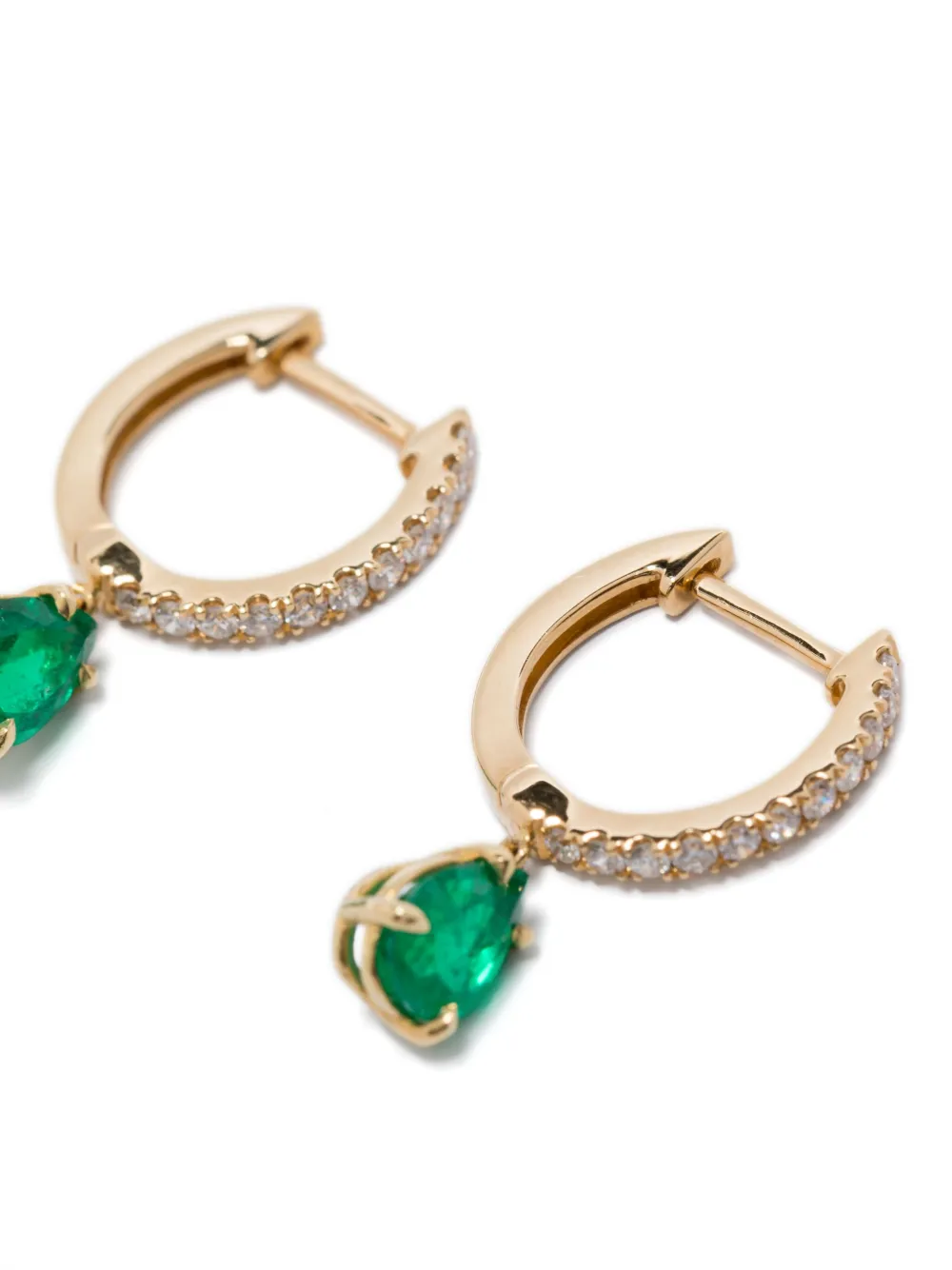 Anita Ko 18kt Yellow Gold Diamond And Emerald Huggie Earring In Gold