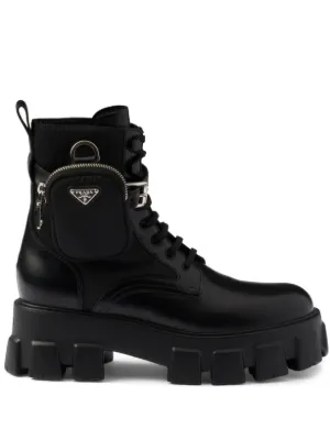 Prada モノリス レザーブーツ | ブラック | FARFETCH JP