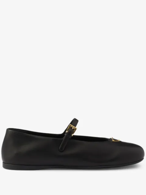 Prada buckle-strap triangle-logo ballet flats
