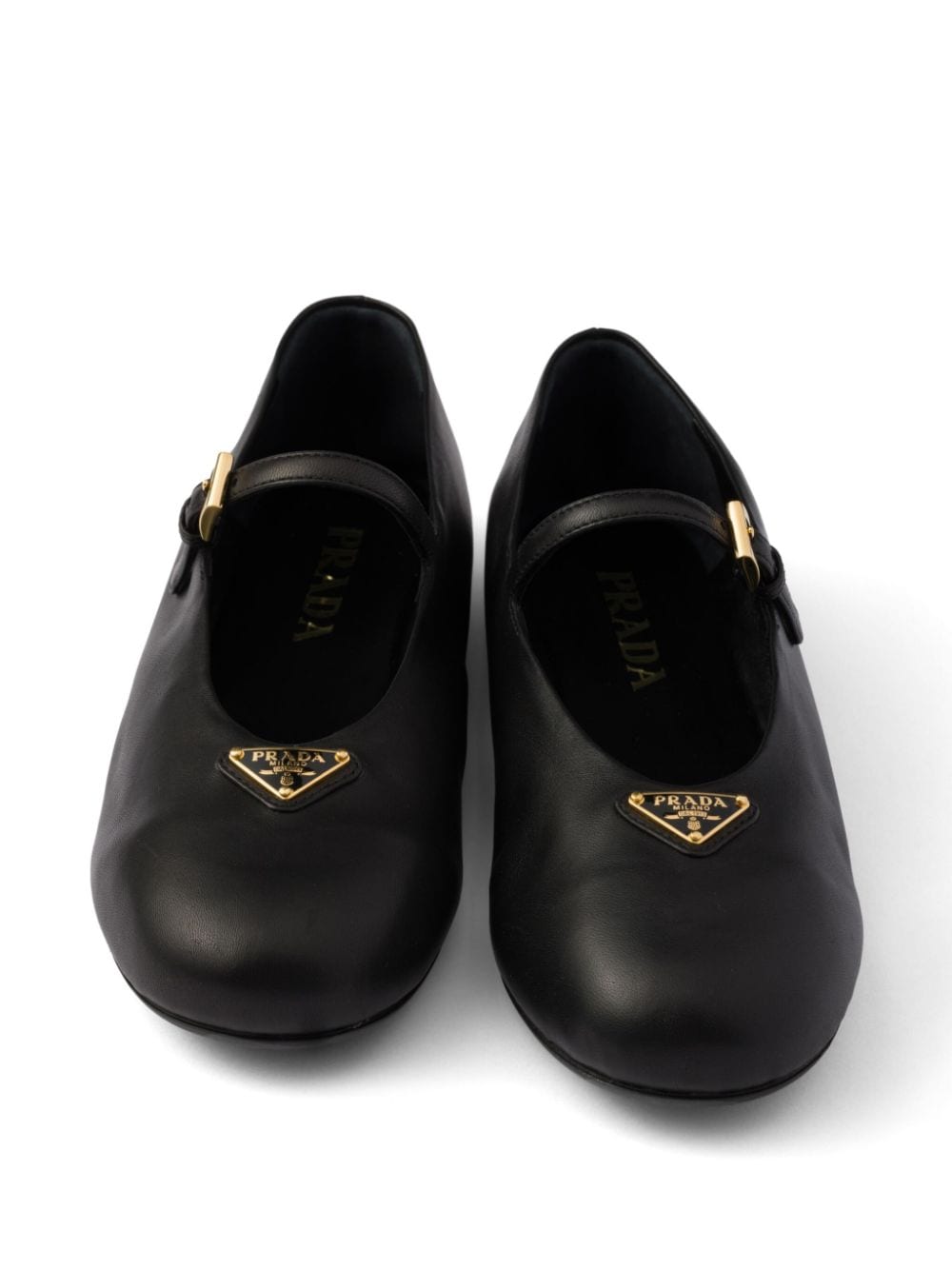 Prada enamel logo ballerina shoes Black