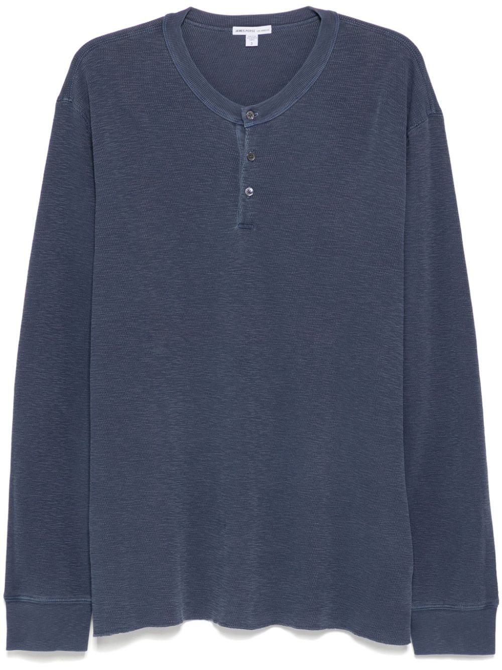 James Perse Long-sleeved Thermal Henley T-shirt In Gray