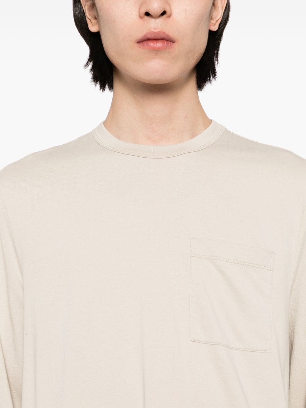 Shop James Perse Long Sleeve Pocket T-shirt In Neutrals