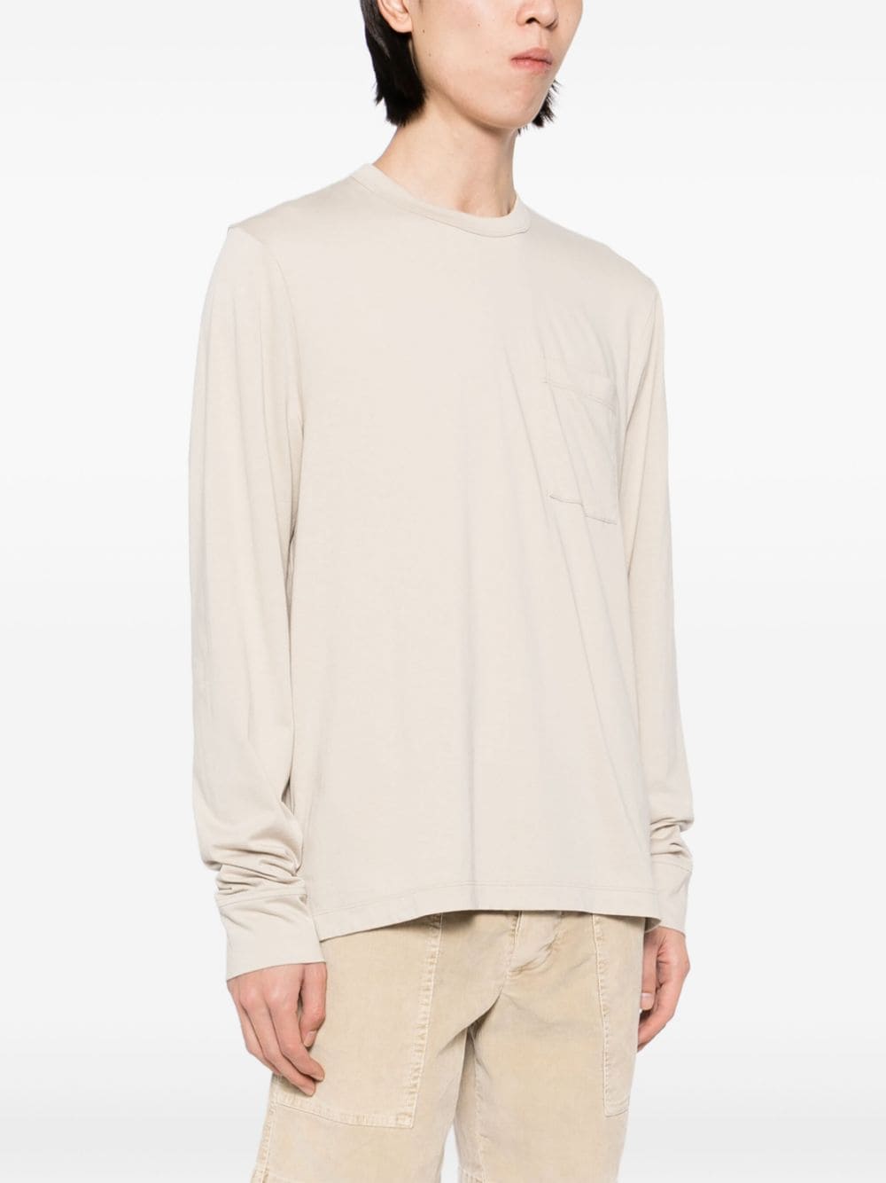 Shop James Perse Long Sleeve Pocket T-shirt In Neutrals