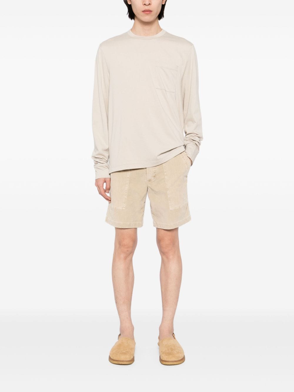 Shop James Perse Long Sleeve Pocket T-shirt In Neutrals