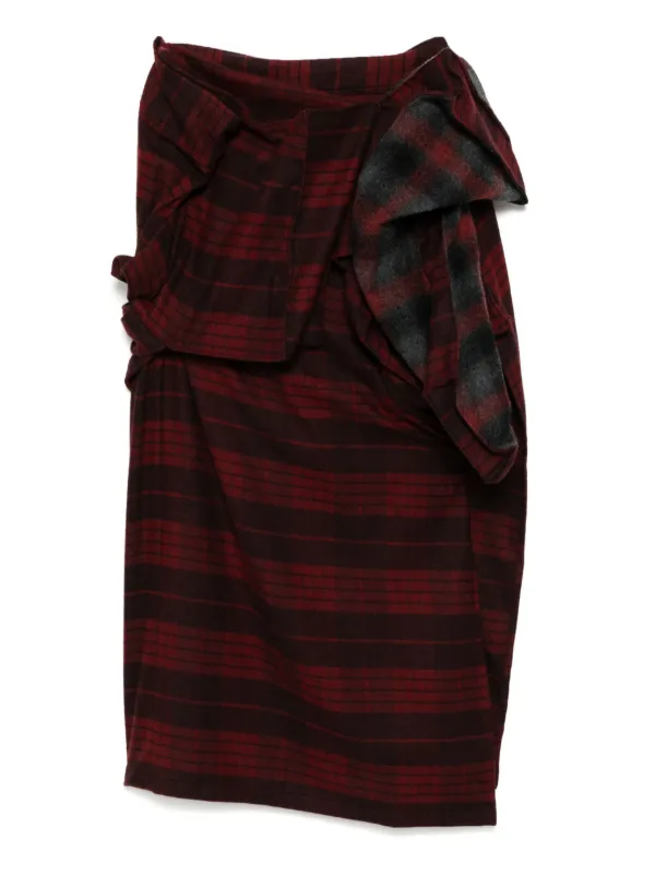 Yohji Yamamoto Plaid Asymmetric Skirt | Red | FARFETCH