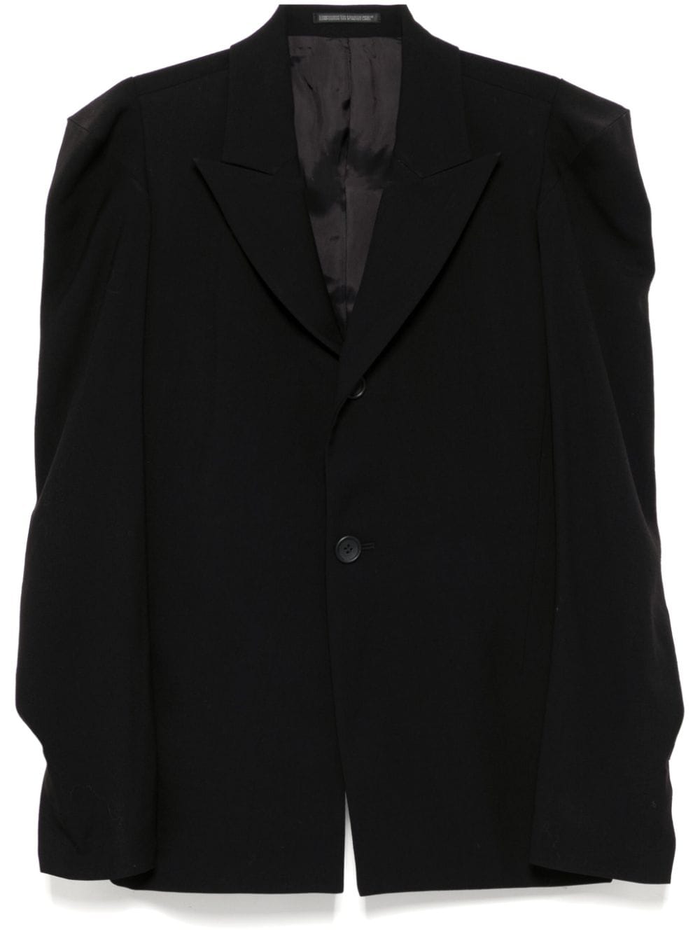 Shop Yohji Yamamoto Damaged Gabardine-sleeved Gusset Jacket In Black