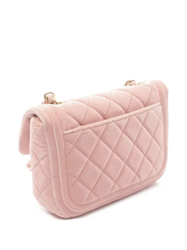 CHANEL Pre Owned 2021 2024 Mini Quilted Velvet Double Frame Flap Shoulder Bag Pink FARFETCH UK