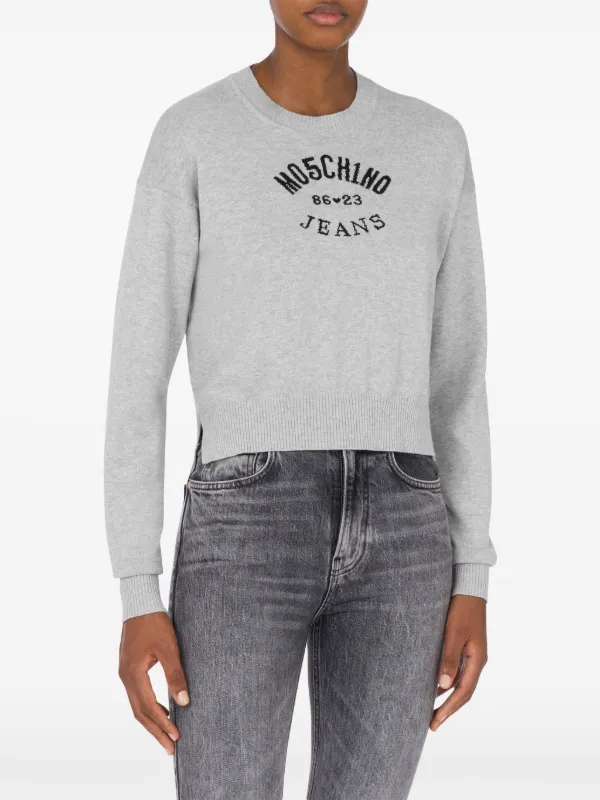 MOSCHINO JEANS ロゴインターシャ セーター | グレー | FARFETCH JP