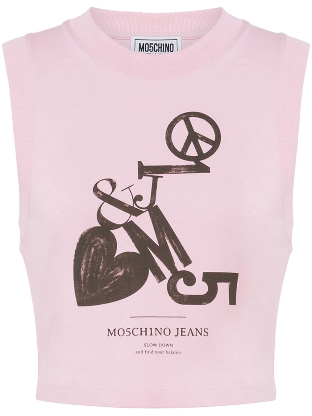 MOSCHINO JEANS logo-print cropped top - Pink