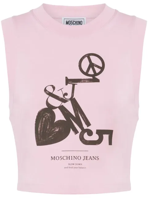 MOSCHINO JEANS logo-print cropped top