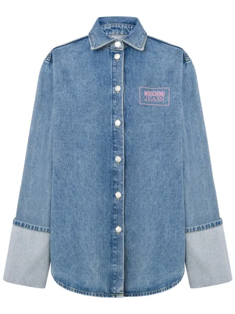 MOSCHINO JEANS logo-print denim shirt 