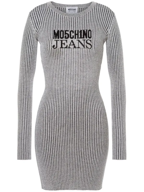 MOSCHINO JEANS cut out Striped Dress Grey FARFETCH AE