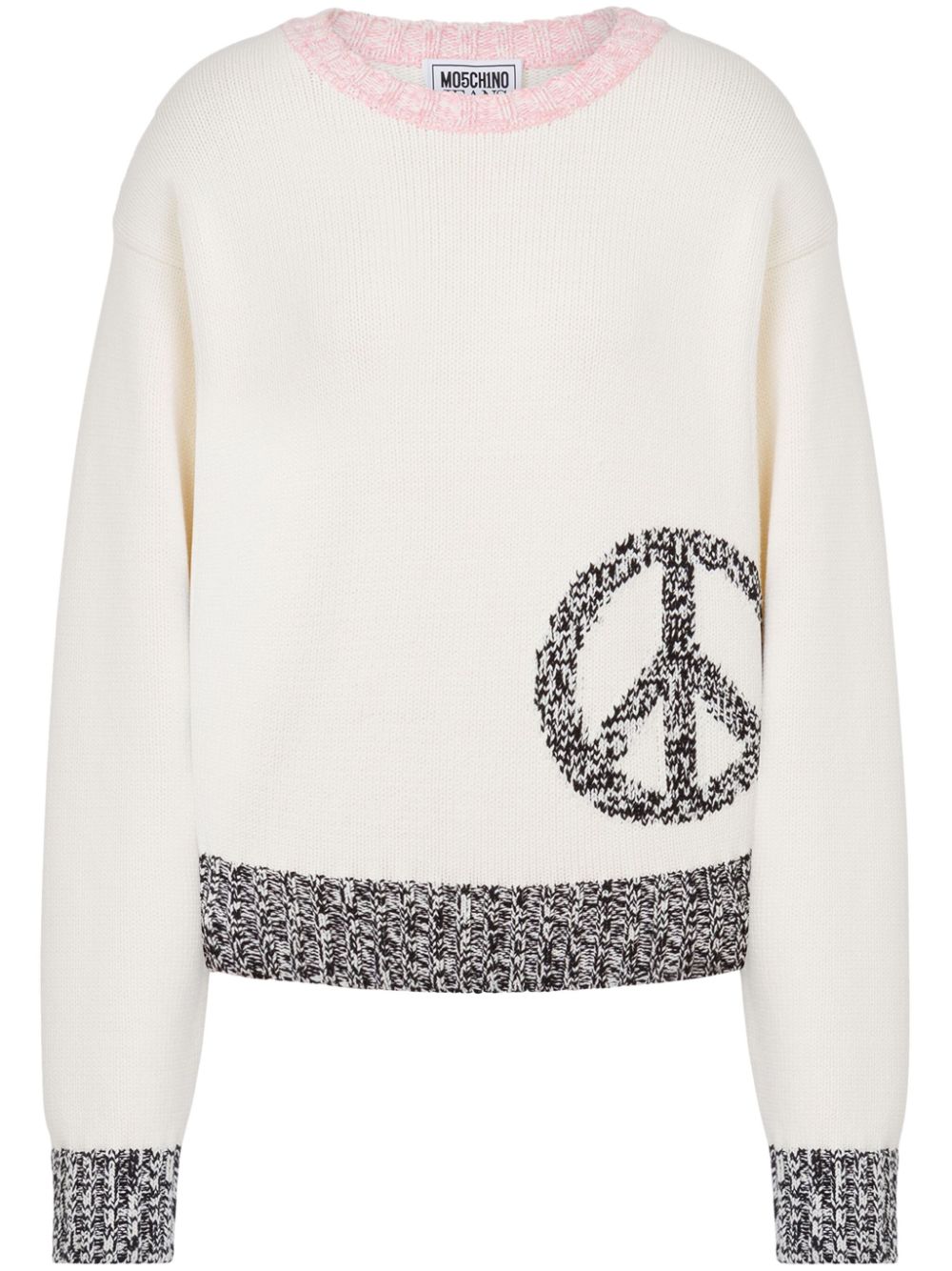 MOSCHINO JEANS Peace intarsia jumper - White