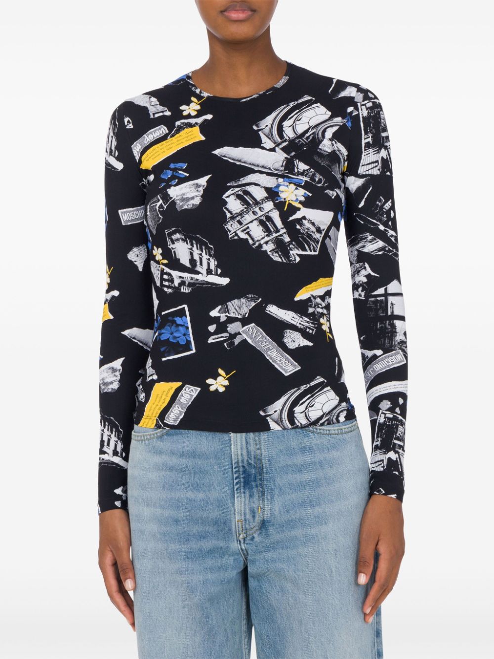 MOSCHINO JEANS Top met grafische print - Zwart