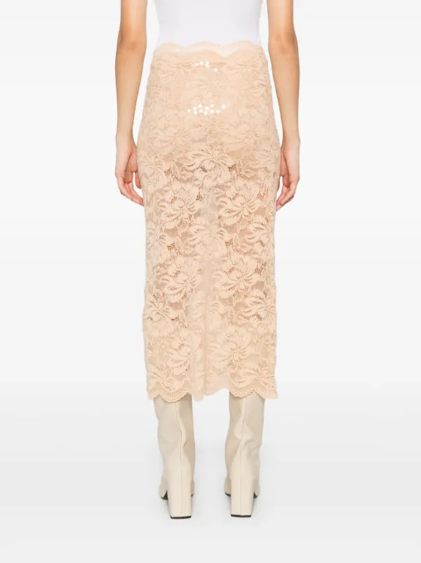 スカート Rabanne FW25 LACE MIDI SKIRT (24AJJU598PA0170 P001) Rabanne Lace Midi Skirt | Neutrals | FARFETCH