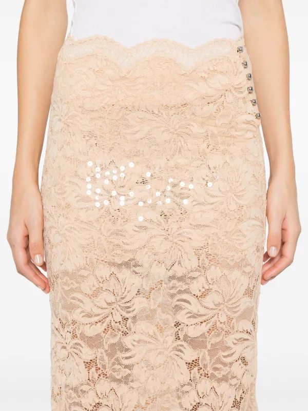 Rabanne Lace Midi Skirt | Neutrals | FARFETCH