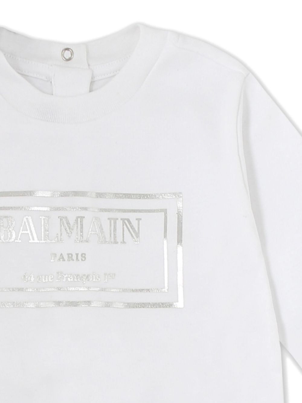 Balmain Kids Romper slabbetje en muts met logoprint Wit