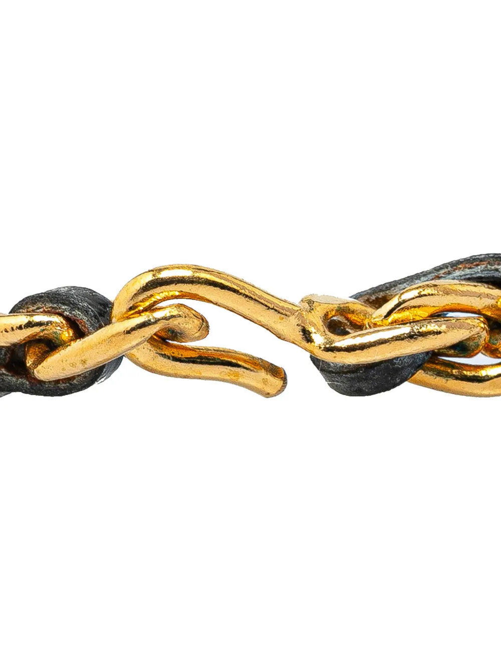 CHANEL Pre-Owned 1996 Leather and Gold Plated Medallion Bow Pendant costume necklace | Image 2