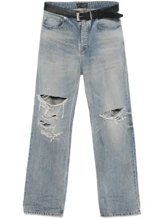 Balenciaga integrated-belt Jeans | Blue | FARFETCH TR