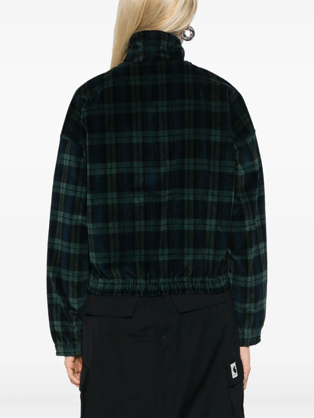adidas Ribfluwelen sweater met tartan ruit Groen