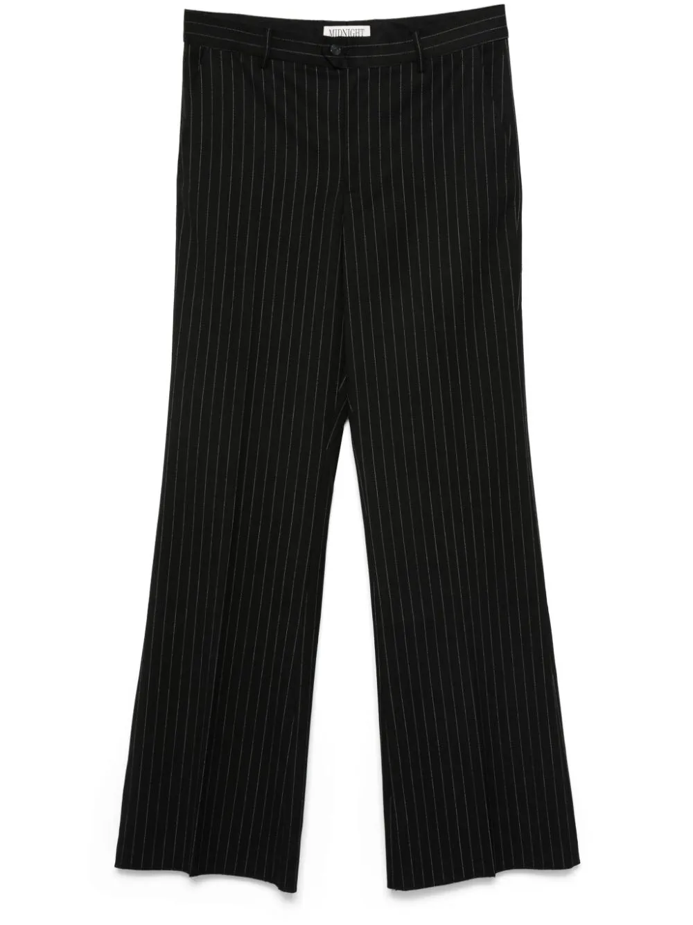 Shop Midnight Rodeo Pinstripe Flared Trousers In Black