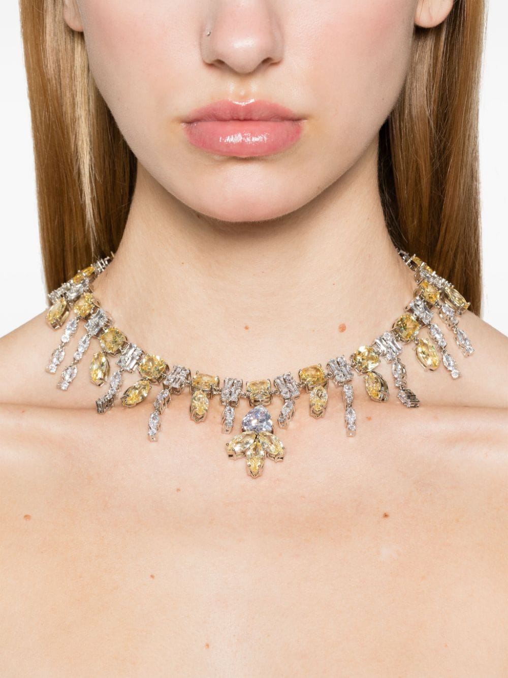 Rabanne crystal-embellished necklace - Zilver