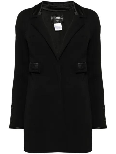 CHANEL Pre-Owned 2007 contrasting-fabric trim single-breasted blazer