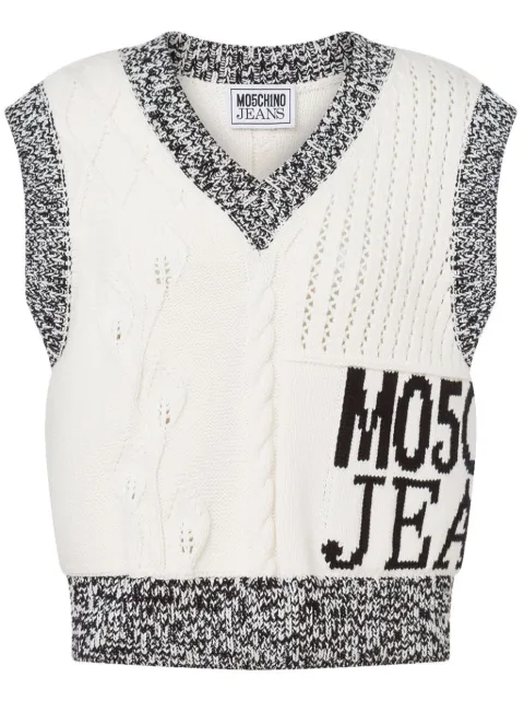 MOSCHINO JEANS intarsia-knit logo top