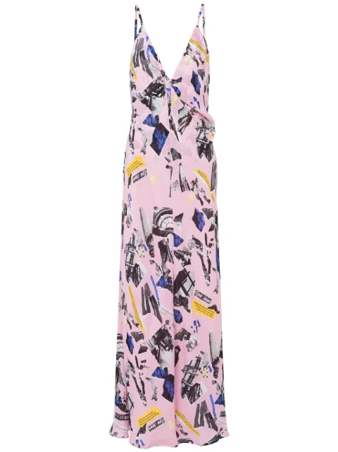MOSCHINO JEANS newspaper clippings-print maxi dress