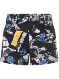 MOSCHINO JEANS newspaper clipping-print shorts - Black