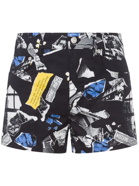 MOSCHINO JEANS shorts con estampado de recortes de periódico