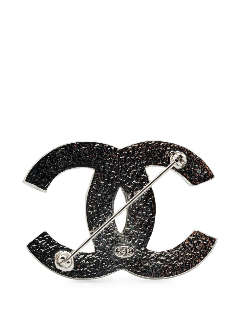 CHANEL Pre-Owned 2001 messing CC broche met kristallen - Zilver