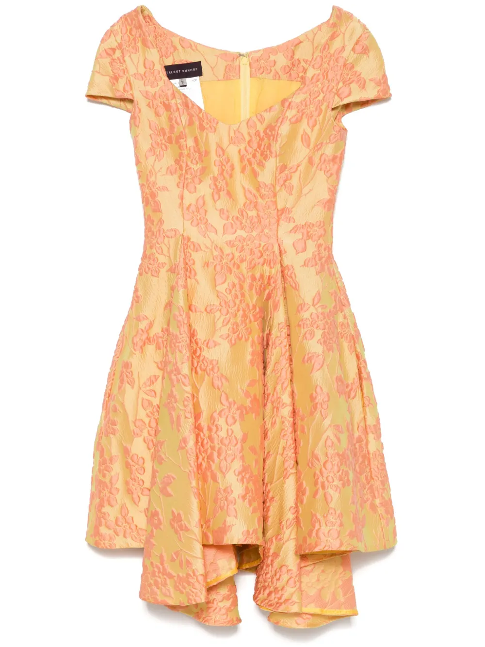 floral-jacquard asymmetric dress