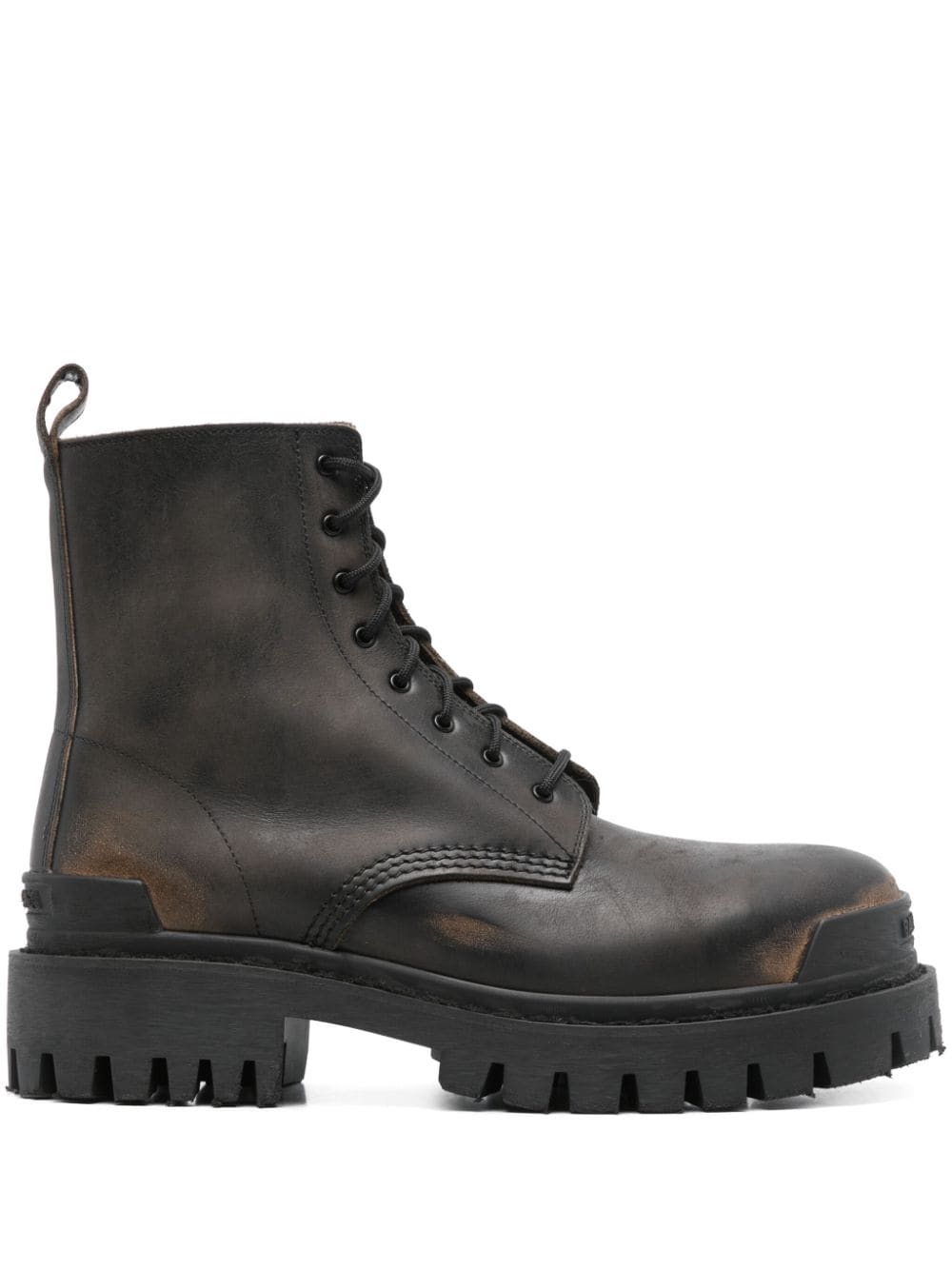 Shop Balenciaga Distressed Boots In Brown