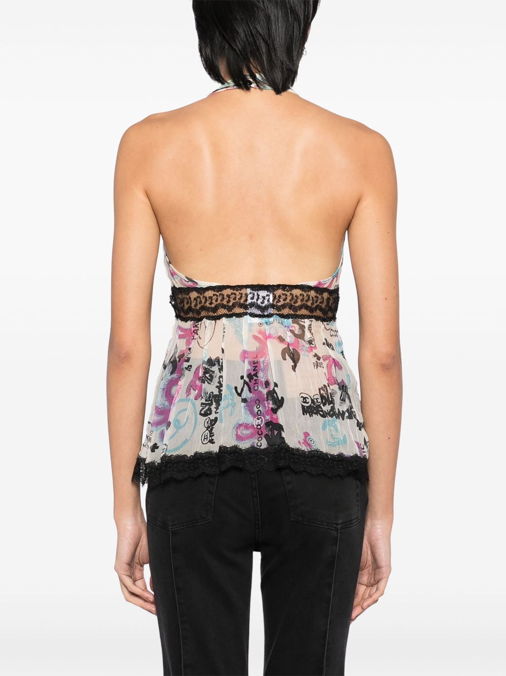 CHANEL Chanel Graffiti Line Silk Top Women