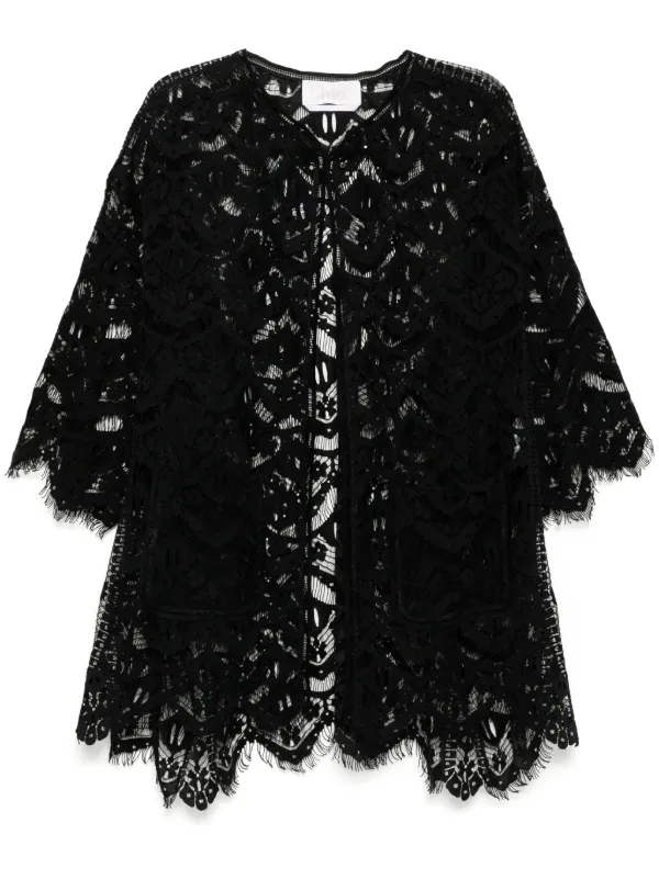 新品◇コットンラッセルレースポンチョ《BLACK》◇かぐれ◇アーバン 