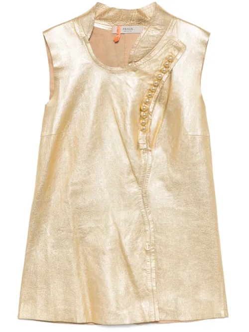 Prada Pre-Owned gilet en cuir - Or - Prada Pre-Owned - Modalova
