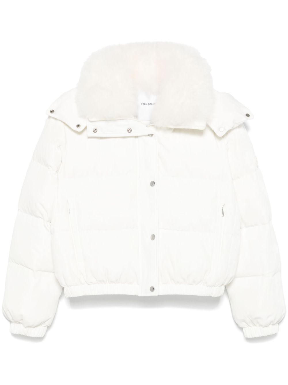 Yves Salomon contrasting-collar ski jacket - White