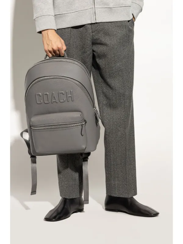 Grey leather backpack mens on sale