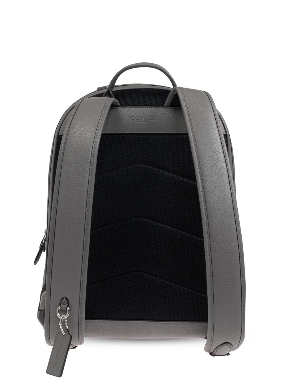 logo embossed leather backpack
