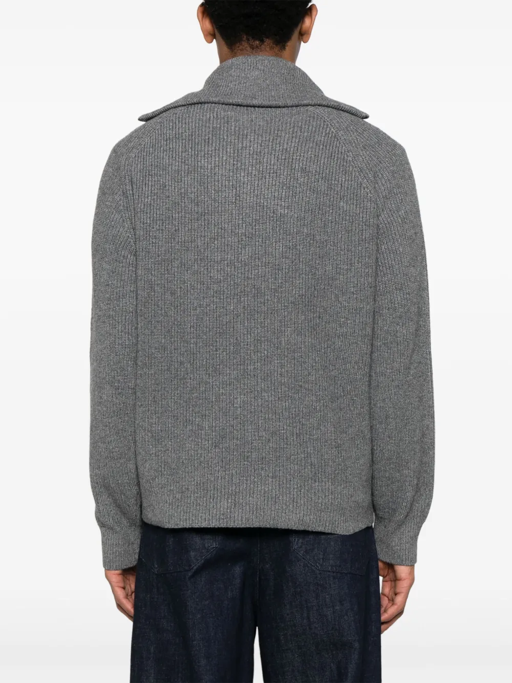 Shop Maison Kitsuné Bold Fox Head-patch Ribbed Sweater In Grey