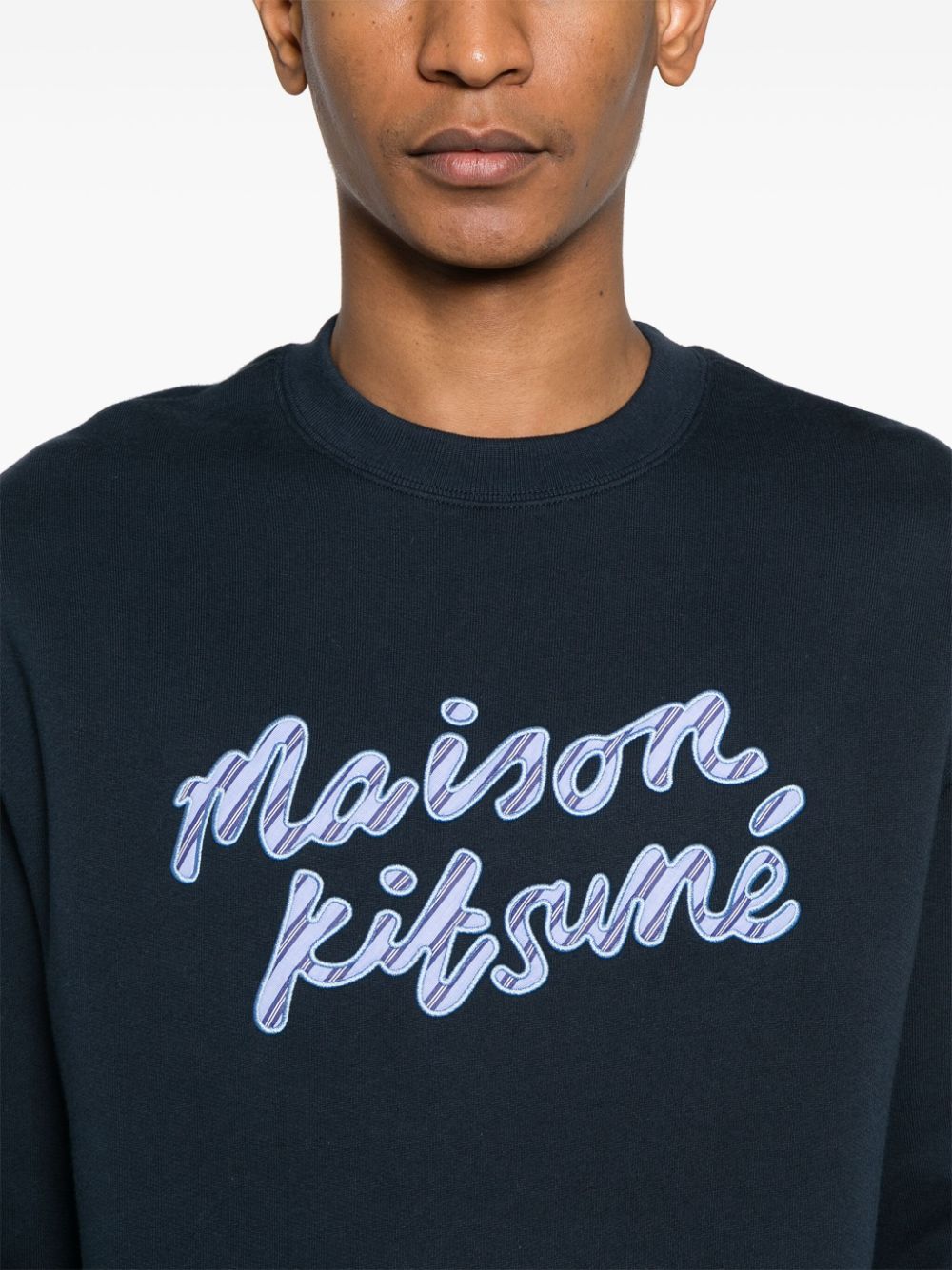 Shop Maison Kitsuné Logo-embroidered Sweatshirt In Blue