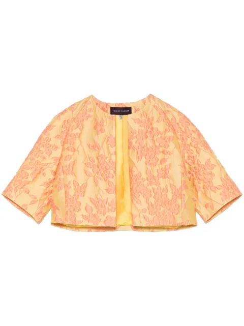 Talbot Runhof chamarra corta con motivo floral en jacquard