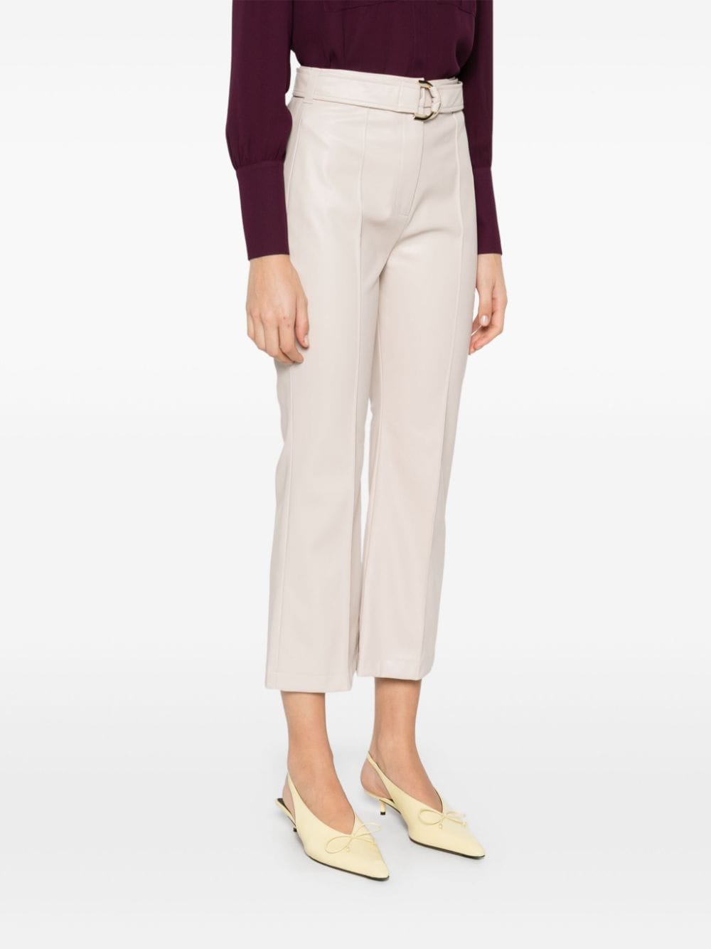 Shop Liu •jo Coated Flared Trousers In Neutrals