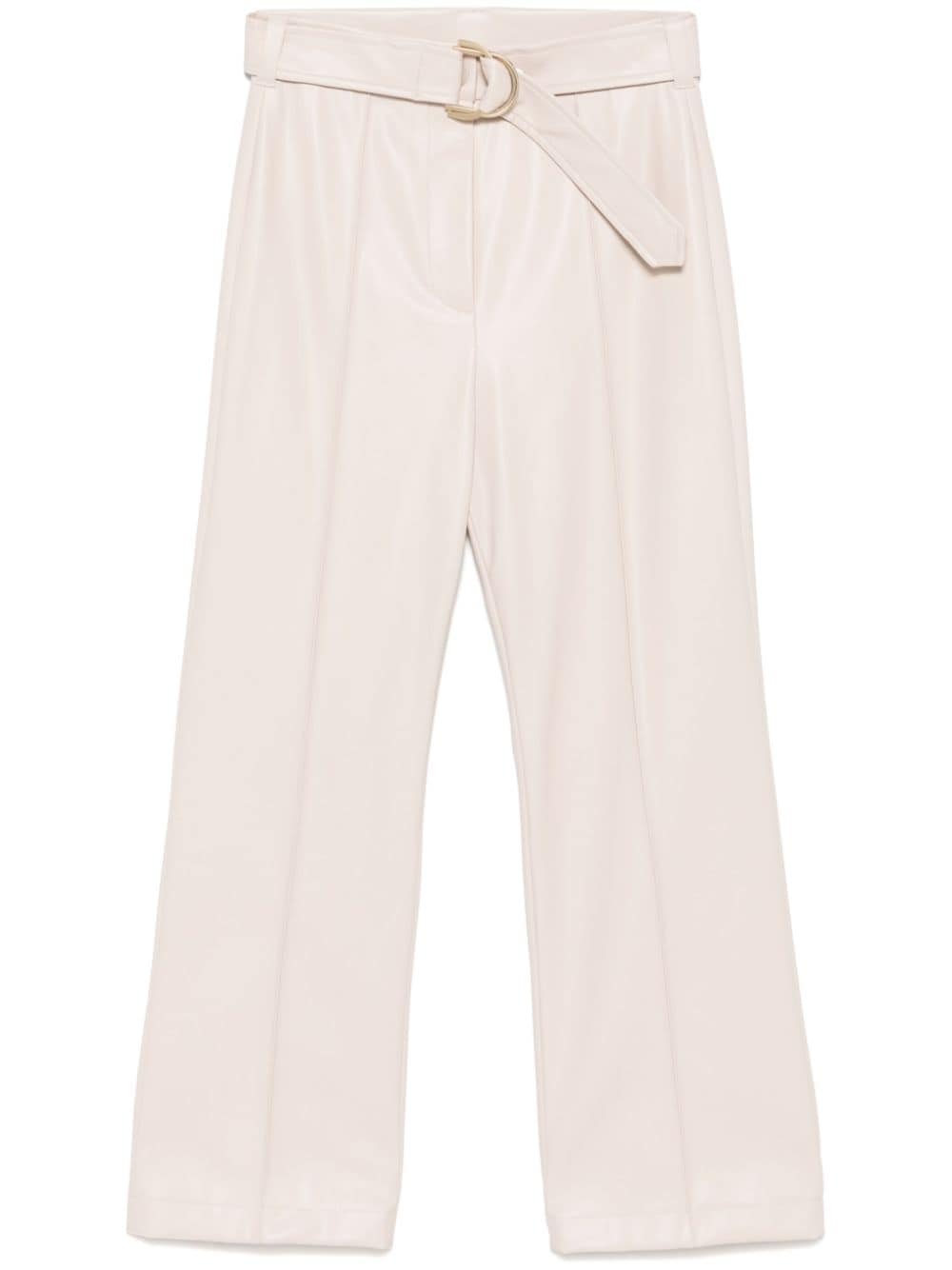 Shop Liu •jo Coated Flared Trousers In Neutrals