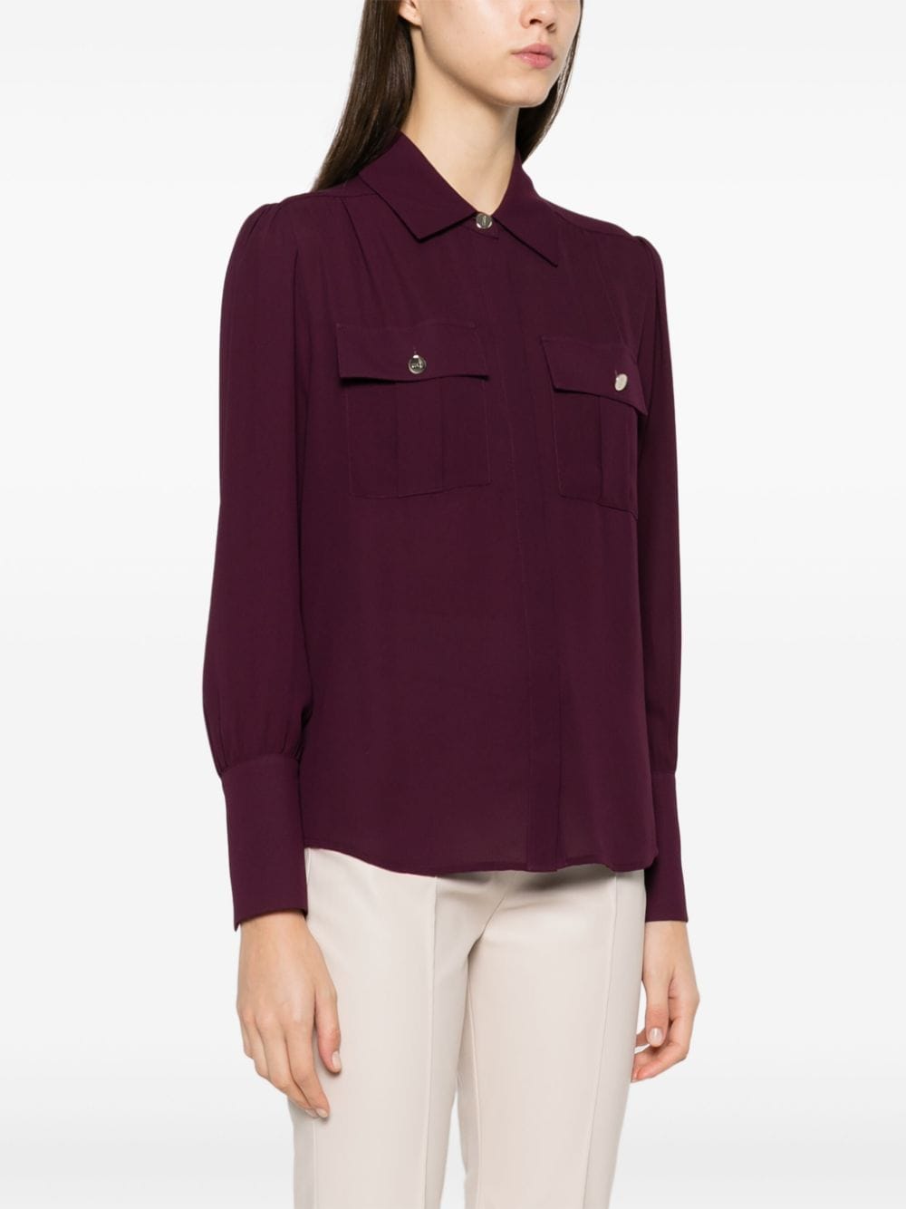 Shop Liu •jo Crepe Shirt In Purple